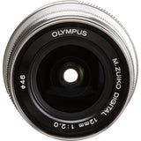 Olympus M. Zuiko Digital ED 12mm f/2.0 Lente para Micro 4/3 Cámaras (Plata)