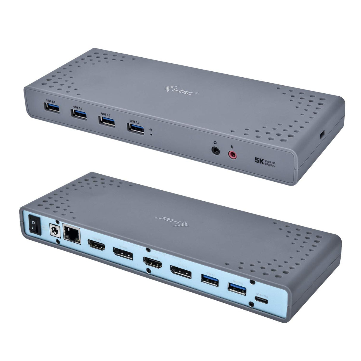 I-Tec USB 3.0/USB-C 5K Universal Dual Docking Station 2X 4K 60Hz Video 2X HDMI 1x Ethernet 6X USB 3.0 Windows Mac OS Linux Android Compatible con Thunderbolt 3, gris