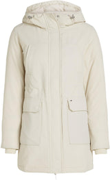 Tommy Jeans Parka Mujer con Capucha, Marfil (Newsprint), L