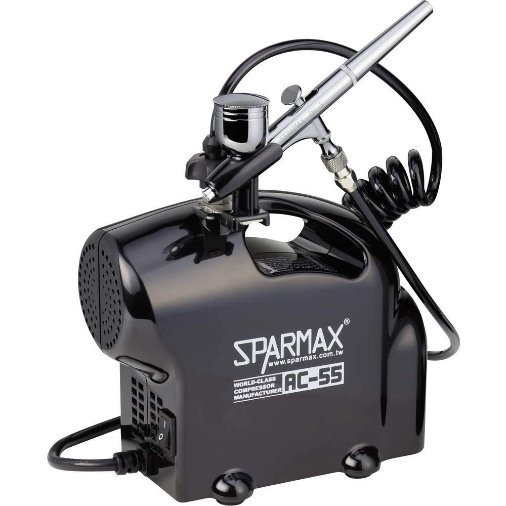 Sparmax SK-55 SK-55 - Kit de aerógrafo para principiantes con compresor de doble acción