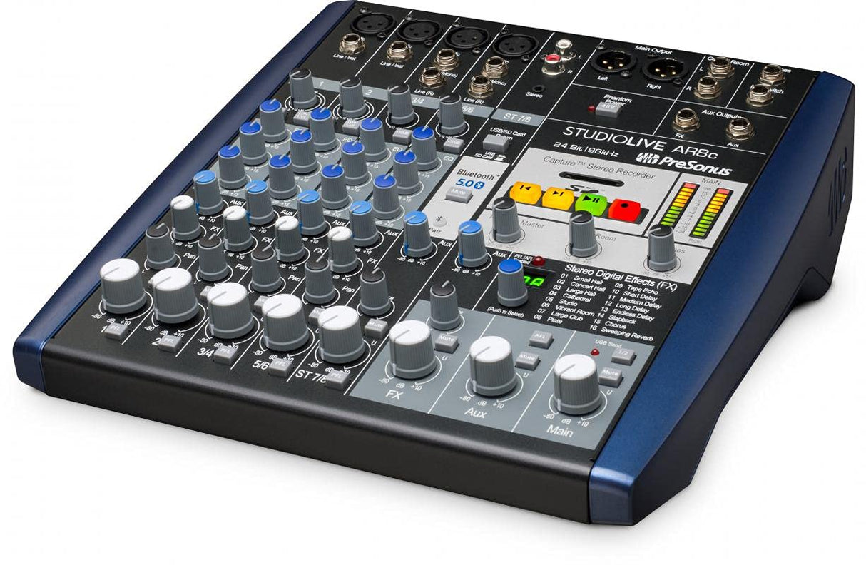 PreSonus StudioLive AR8c Mezclador Analógico/Interfaz de Audio 8 Canales Compatible USB-C/Grabador SD Estéreo