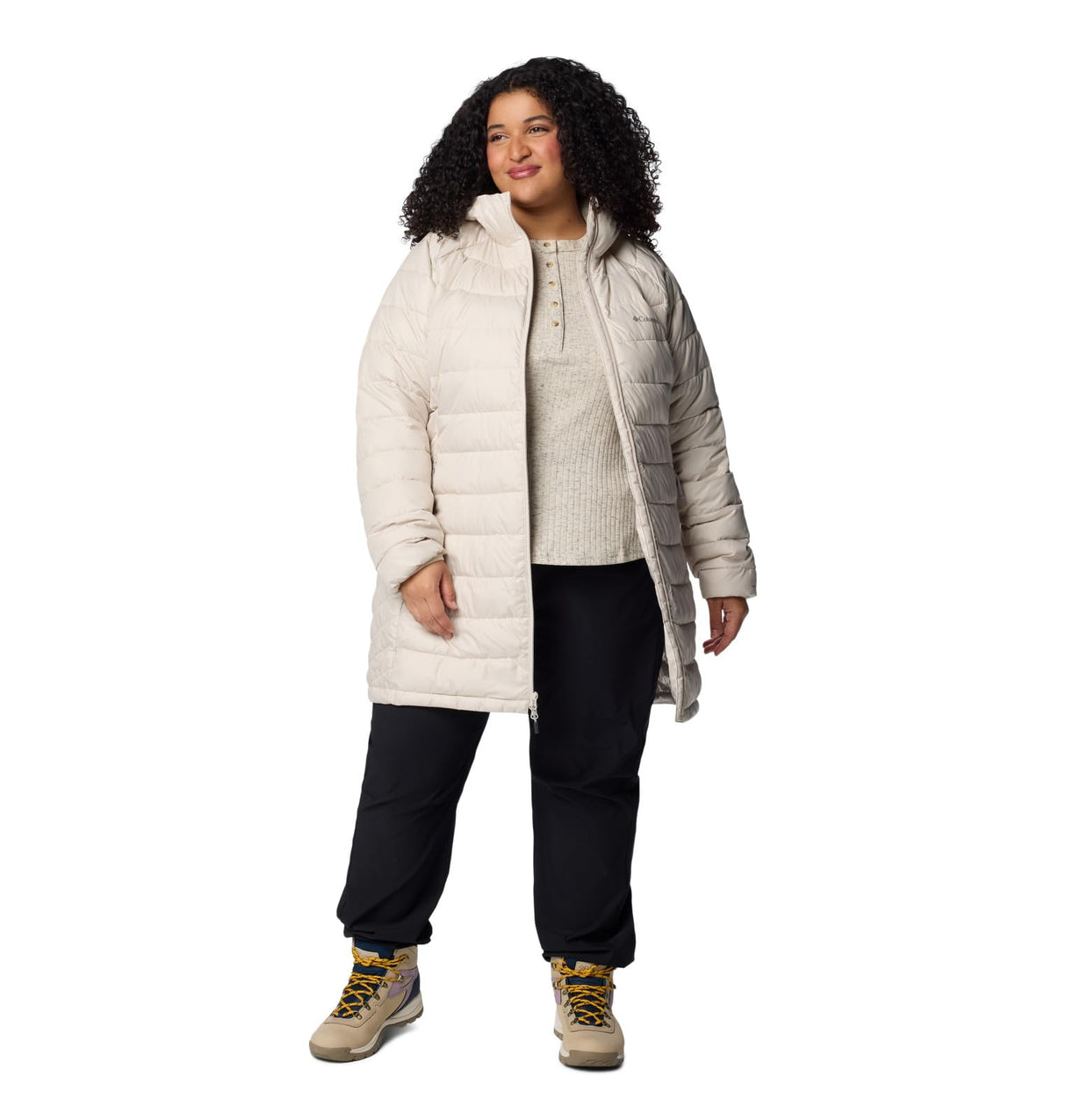 Columbia Powder Lite II Chaqueta de Largo Medio, Forro Reflectante, Tejido Resistente al Agua, Bolsillo Interior Seguro, Bolsillos de Mano con Cremallera, Cremallera Frontal Central de 2 Vías - Mujer