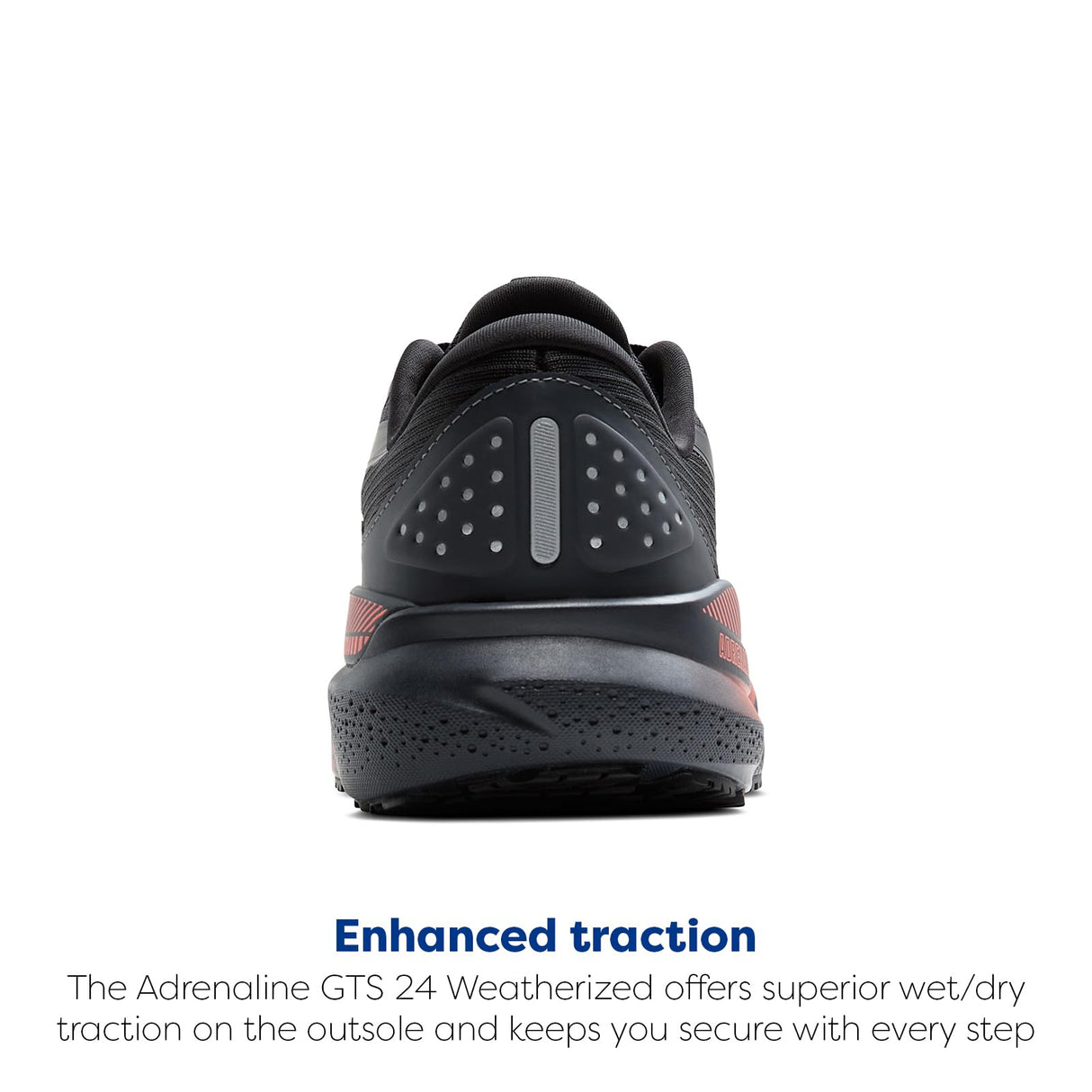 BROOKS Adrenaline GTS 24 Weatherized, Sneaker Mujer, Negro/Ébano/Coral Intenso, 42 EU