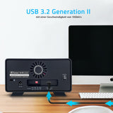 FANTEC 2-Fold USB 3.2 Gen2 10G Raid Hard Disk Docking Station for 2X SATA 3.5/2.5 Inch HDDs, Transfer Rates up to 10Gbit/Sec, no Tools Required, Lockable, 2X USB Cable. Aluminum Enclosure Black