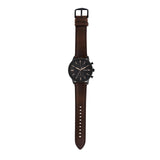 Fossil Reloj para hombre Townsman 44mm, movimiento cronógrafo de cuarzo, caja de 44mm de acero inoxidable negro con correa de piel, FS5437