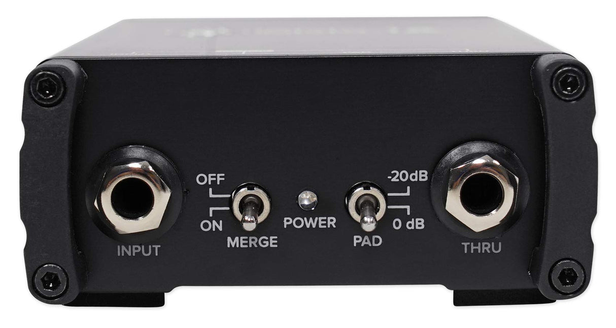 MACKIE MDB-1A caja de inyección directa (DI) activa con corte de graves, polaridad, Ground Lift, atenuador de -20 dB y Merge