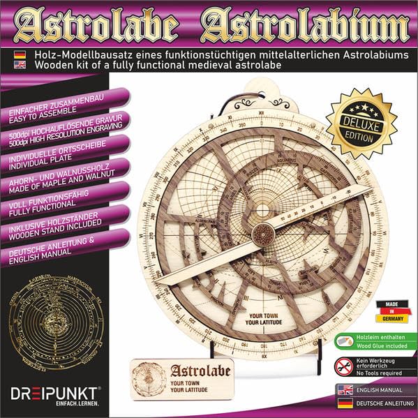 Dreipunkt Verlag Maqueta de astrolabio Deluxe Edition: maqueta de madera noble de astrolabio