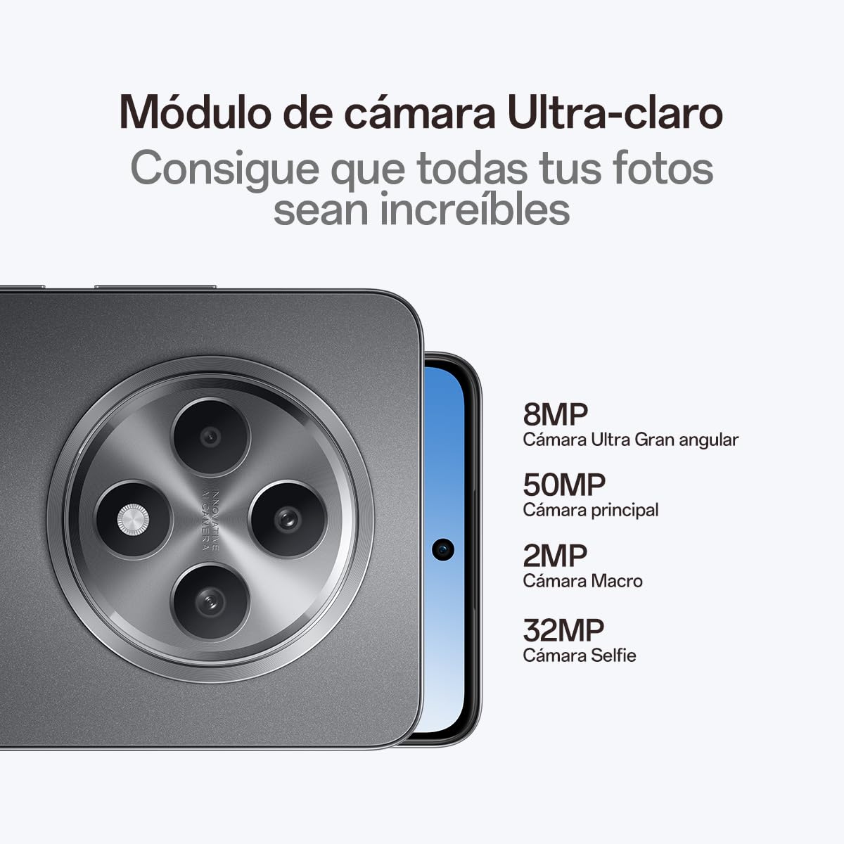 OPPO Reno12F 4G - Smartphone Libre con IA, 16GB (8GB+8GB) 256GB, Pantalla 2.5D AMOLED 6.7", Cámara 50+8+32 MP, Android, IP64, Batería 5000mAh, Carga Rápida 45W, Cargador Incluido - Matte Grey