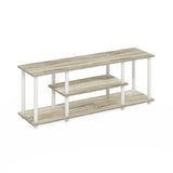 Furinno Soportes de TV de entretenimiento de 3 niveles Roble/Blanco