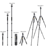 K&F CONCEPT Trípode Cámara,173cm Trípode de Carbono Fotografía Compacto y Professional con 360° Rótula de Bola y Placa de Liberación para Cámara DSLR Carga 16kg