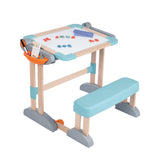 Smoby- Pupitre de Madera 2-en1, Escritorio o Pizarra Infantil, Fácil Plegado sin Herramientas, Estructura Sólida, 80 Accesorios, Niños Niñas A Partir de 3 Años (7600420304)