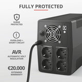 Trust Paxxon SAI PC 1500 VA Sistema de Alimentación Ininterrumpida, 4 Tomas de Pared Schuko, UPS con Batería Incorporada, Protección Incorporada contra Sobrecarga o Descarga, Ordenador, Smart TV