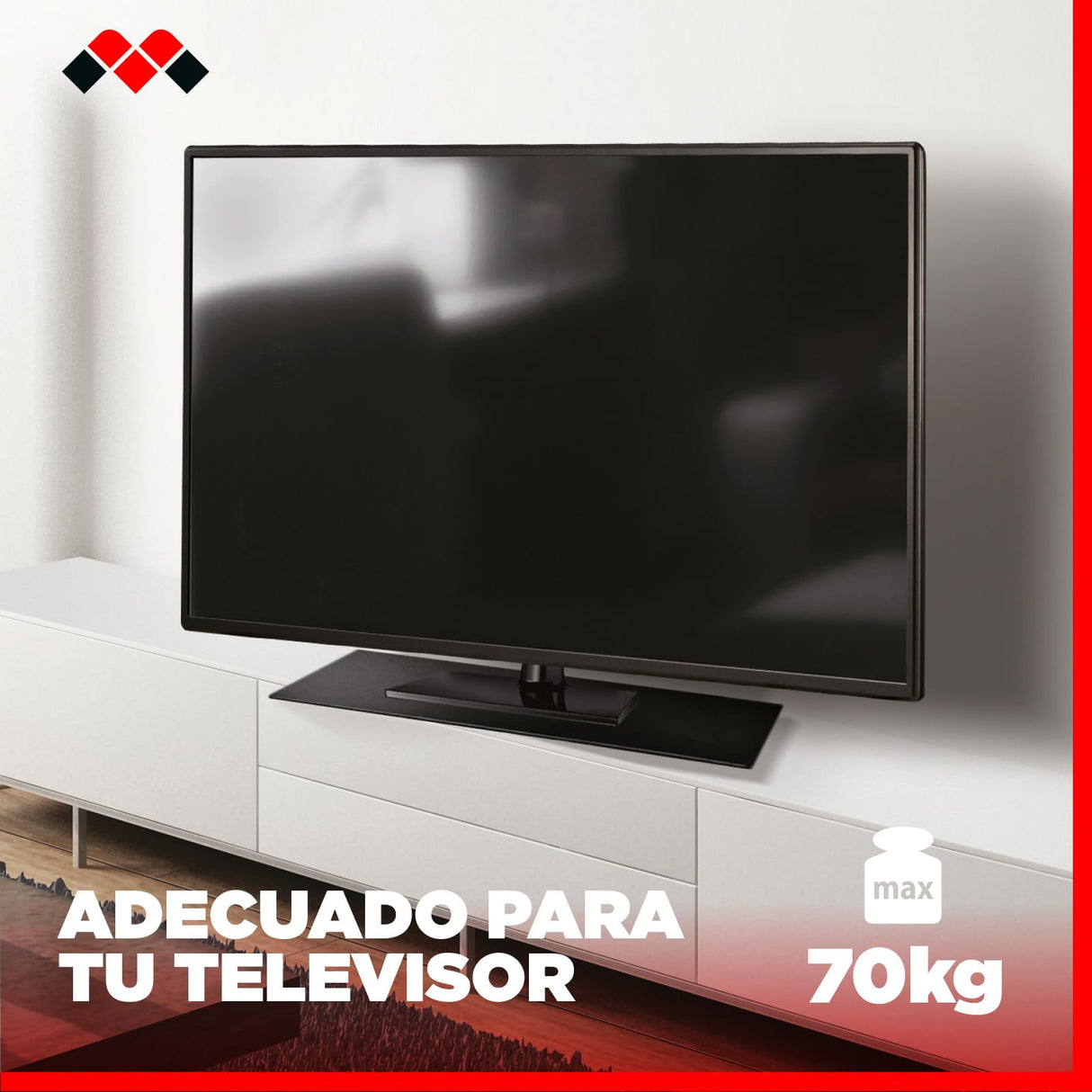 Meliconi Rotobase Elite L, Soporte Giratorio para Monitor y TV, Base Giratoria 360°, Carga 70 Kg, Cristal Templado, Negro