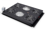DIGITUS Unidad de ventilador de techo para armario de servidores de la serie Unique, 4x ventilador, termostato, negro (RAL 9005)