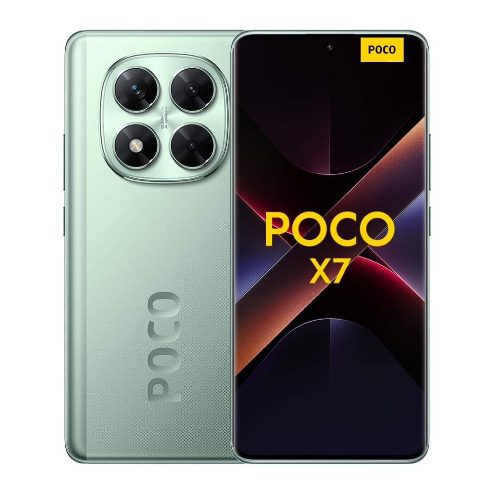 XIAOMI POCO X7 - Smartphone de 8+256GB, Pantalla CrystalRes 1.5K AMOLED Curva, MediaTek Dimensity 7300-Ultra, Cámara de 50 MP, Carga Turbo de 45W, Cargador no Incluido, Verde (Versión ES)