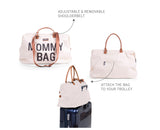 CHILDHOME, Mommy Bag, bolso cambiador, maternidad, bolso de viaje, gran capacidad, cambiador, correa ajustable para el hombro, compartimentado, bolsillo termico, pasaje para la maleta, Crudo y negro