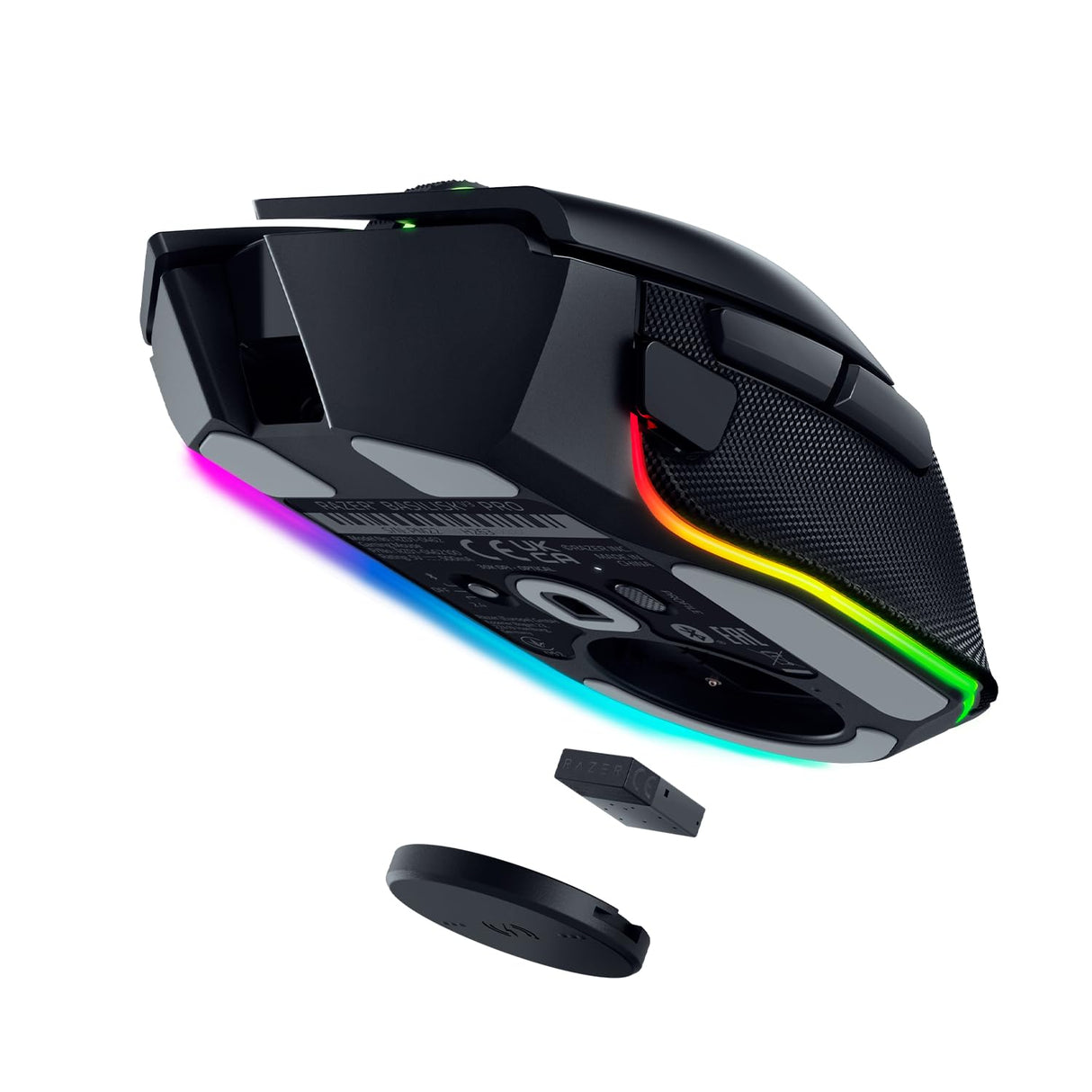 Razer Mouse Dock Pro & Charging Puck - Base de carga inalámbrica magnética & módulo para ratones compatibles, Hyperspeed 4K, iluminación 8 RGB Chroma) - Negro