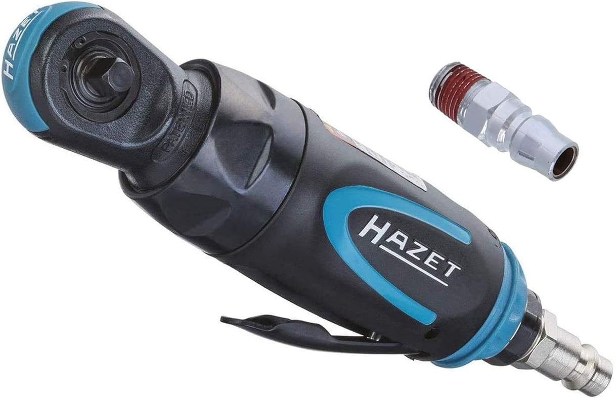 Hazet mini destornillador de carraca 9020P-2, diseño corto, 250 rpm, baja vibración, accionamiento cuadrado de 6,3 mm (1/4 pulgada), para reapriete manual con pares 60 Nm
