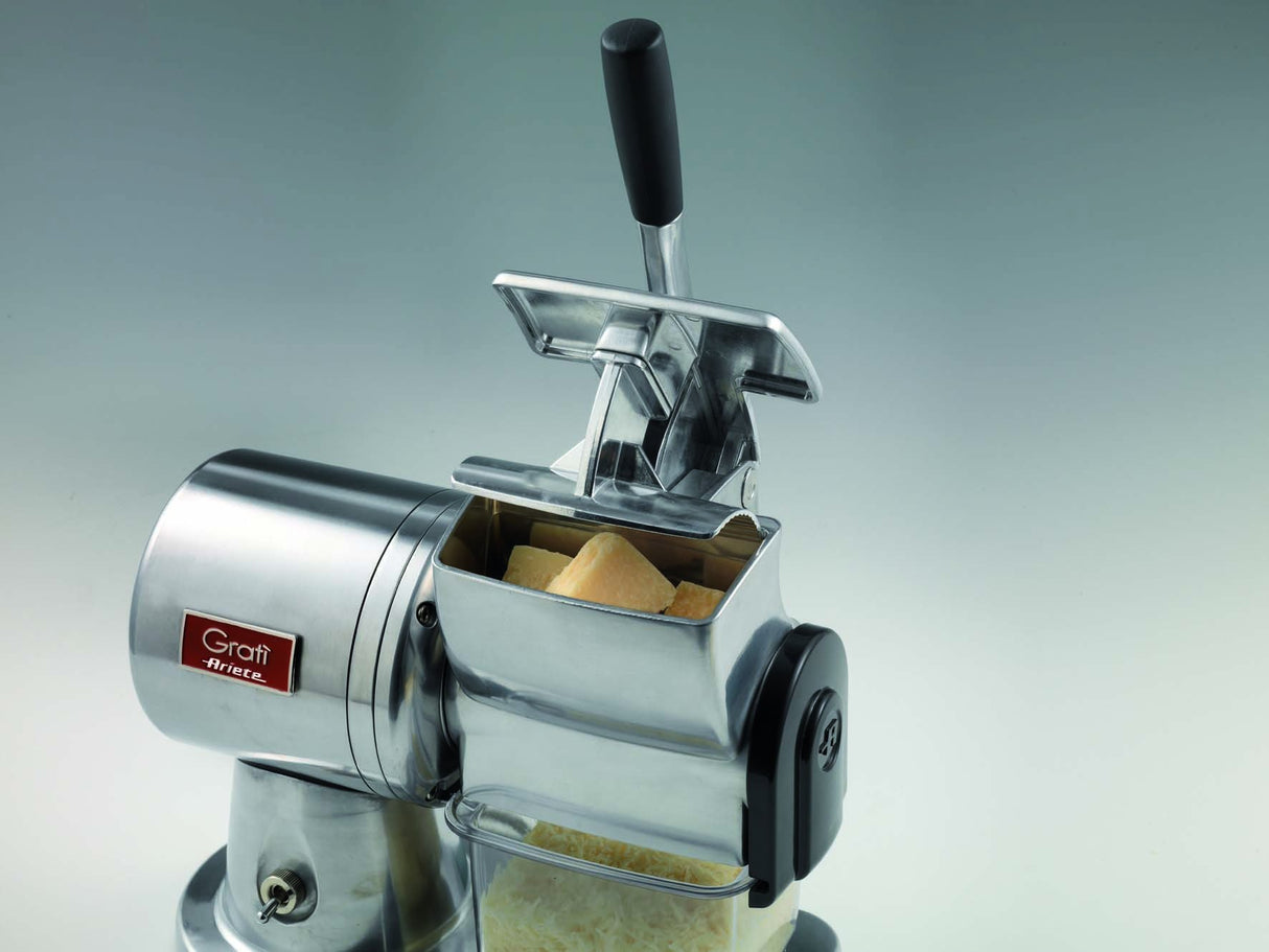 Ariete Gratí Superior - Rallador eléctrico profesional, 350 W, motor de inducción, tolva XL extraíble, color plata