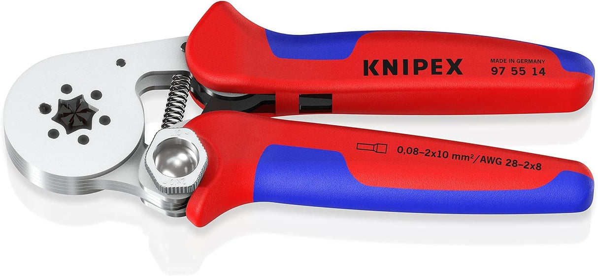 Knipex Alicate autoajustable para crimpar punteras huecas de acceso lateral cromado, con fundas multicomponentes 180 mm 97 55 14