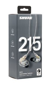 Shure SE215-CL Transparente Intraaural auricular - Auriculares (Intraaural, Alámbrico, 22 - 17500 Hz, 107 dB, 20 Ω, Transparente)
