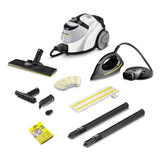 Kärcher Limpiadora de vapor manual SC 5 EasyFix Iron, conexión agua caliente, 4,2 bar, calentamiento: 3min., superficie: aprox. 150m², depósito: 0,5 l+1,5 l, kit limpieza suelos, plancha vapor presión