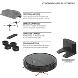 AEG AR61UW1DG - Robot Aspirador, Giroscopio + Cámara, Función Mopa, 14,4V, Autonomía 120 min, Deposito Agua 0,25L, Potencia 2600 Pa, App iOS/Android, Cepillo Motorizado, Base de Carga, Color Gris