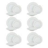 Juego de manteles individuales de porcelana con rayas doradas de 18 piezas