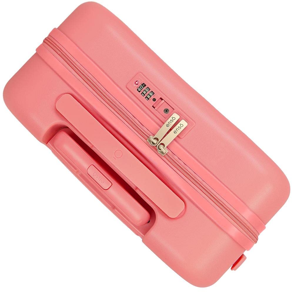 Enso Ciao Bella Maleta de Cabina Rosa 40x55x20 cms Rígida ABS Cierre TSA Integrado 37L 3,22 kgs 4 Ruedas Dobles Equipaje Mano
