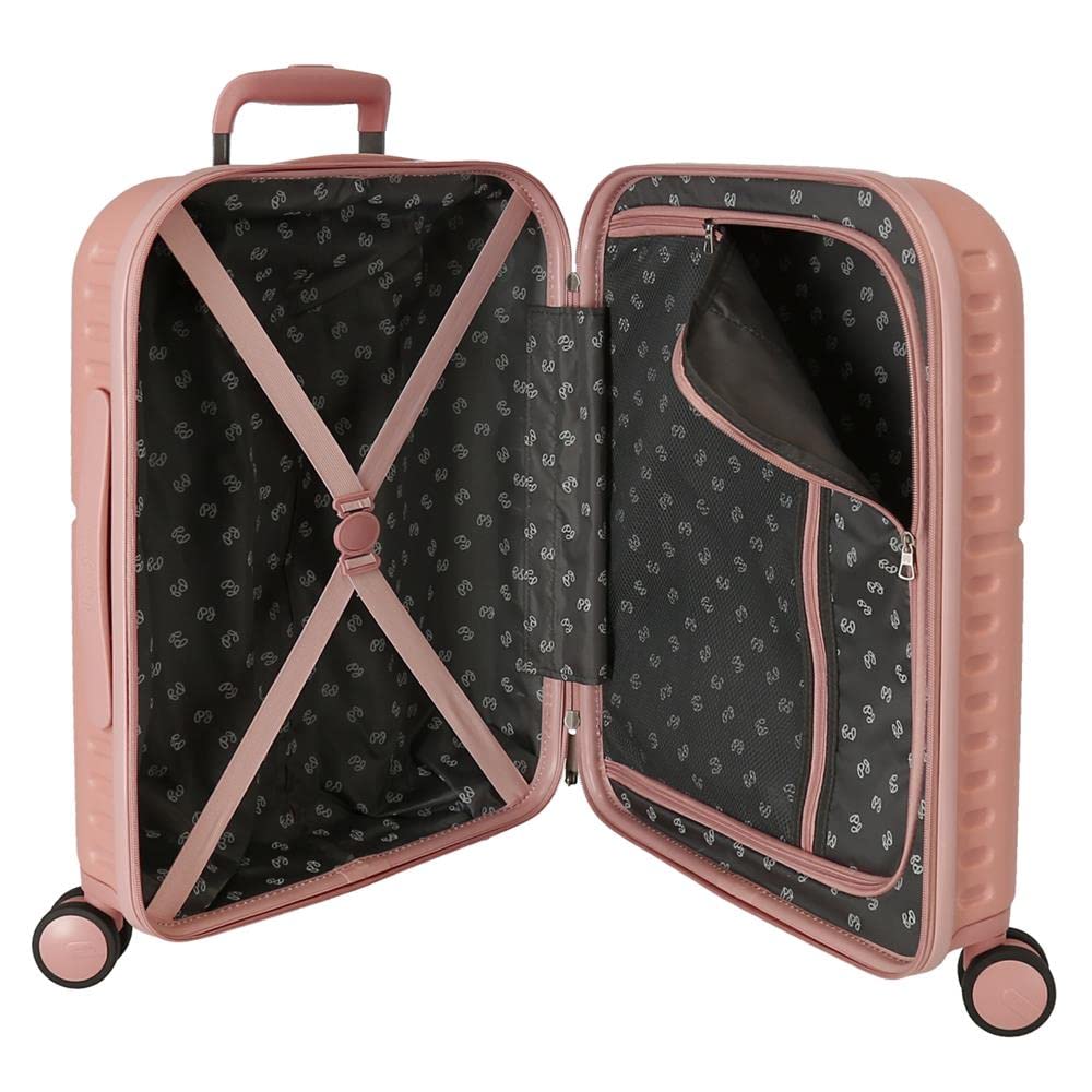 Pepe Jeans Chest Maleta de cabina rosa 40x55x20 cms Rígida ABS Cierre TSA integrado 37L 3,22 kgs 6 Ruedas dobles Equipaje de Mano