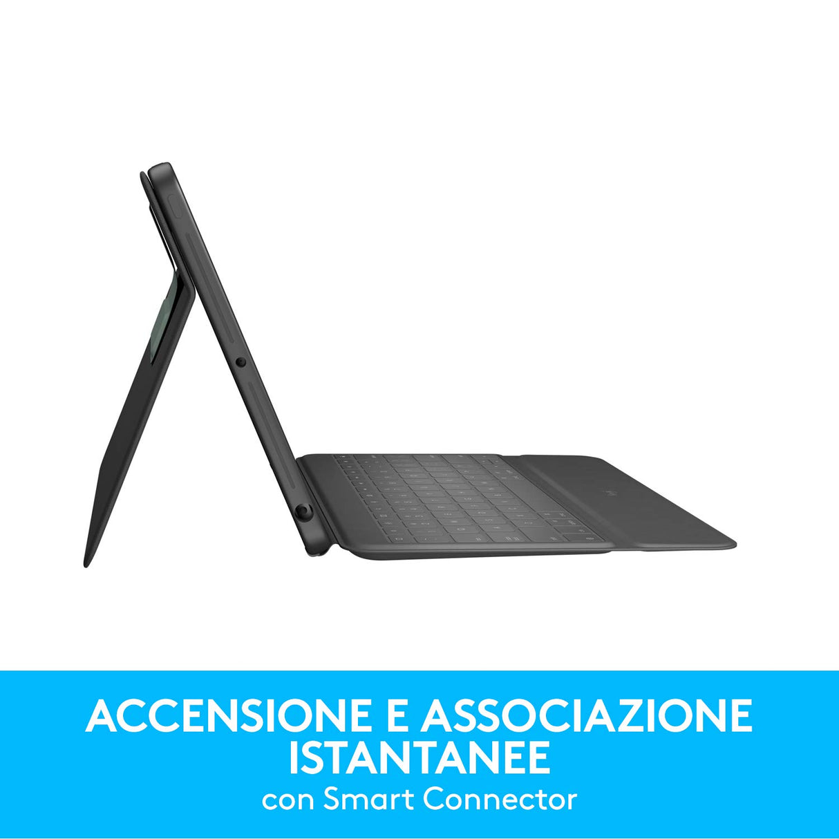 Logitech Rugged Folio para iPad (7.ª, 8.ª y 9.ª generación) Funda con teclado protectora, Disposición QWERTY Italiano - Negro