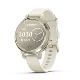 Garmin Lily 2 Active, Reloj Inteligente con GPS, Diseño Elegante, Datos de Salud y Forma Física, Pantalla Táctil, Notificaciones Inteligentes, Autonomía hasta 9 días, Dorado con Correa Blanca