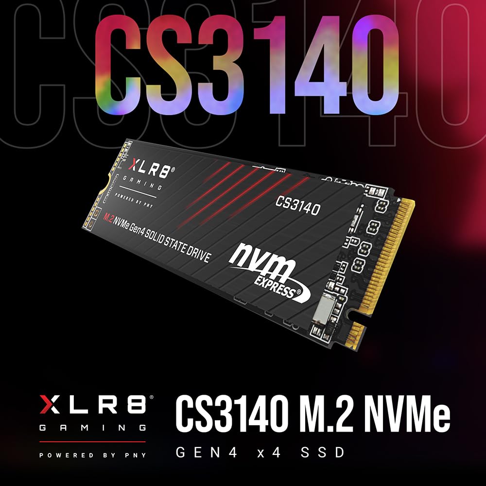 PNY XLR8 CS3140 M.2 NVMe Gen4 x4 Unidad de Estado Sólido (SSD) Interna de 2TB, Velocidad de Lectura hasta 7500 MB/s, Velocidad de Escritura hasta 6850 MB/s