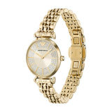 Emporio Armani Reloj Analógico para para Mujer de Cuarzo con Correa en Acero Inoxidable AR11608, Dorado y Purpurina