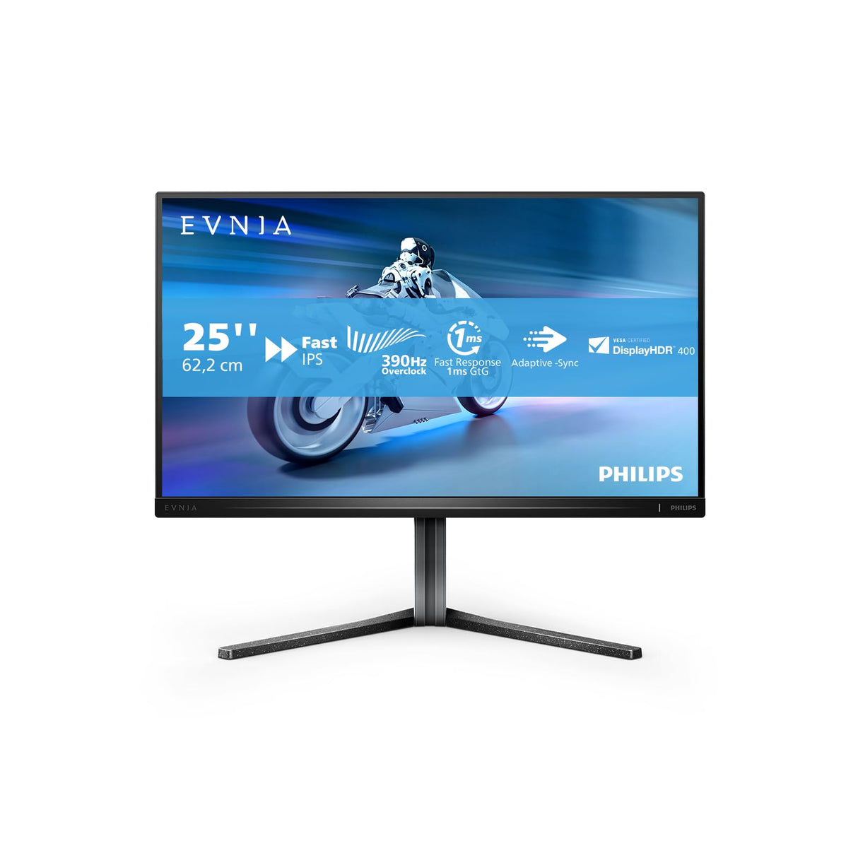 Philips 25M2N5200U Monitor 25 Pulgadas FHD, 360Hz / 390Hz, Fast IPS, 0.5 ms MPRT, Adaptive Sync., HDR400, FreeSync Premium, Altura Ajustable (1920x1080, 2X HDMI 2.0, 1x DP 1.4), Gris Oscuro