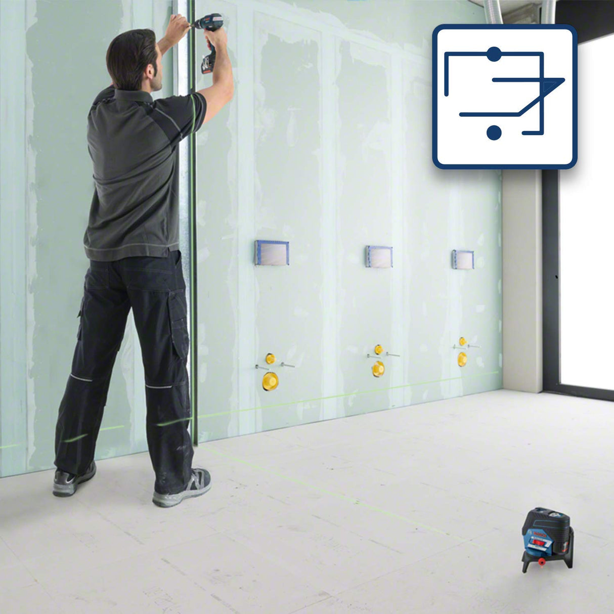 Bosch Professional Sistema 12V Nivel Láser GCL 2-50 CG (1 batería 12V + cargador, láser verde, c/función aplicación, soporte, alcance visible: hasta 20 m, en L-BOXX)