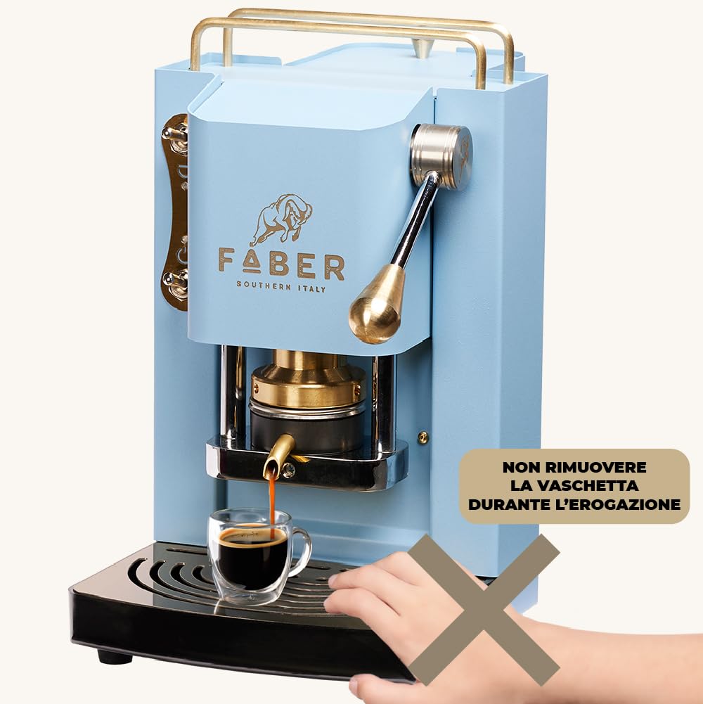 FABER COFFEE MACHINES | Modelo Pro Mini Deluxe | Cafetera monodosis ese 44 mm | | Prensacialda de latón ajustable (TURQUOISE)