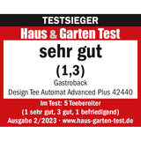 GASTROBACK 42440 Design Tee Automat Advanced Plus - Hervidor de agua y té automático (2 en 1), temporizador de 24 horas, filtro de té de acero inoxidable, recipiente de cristal de 1,5 litros, 2000 W