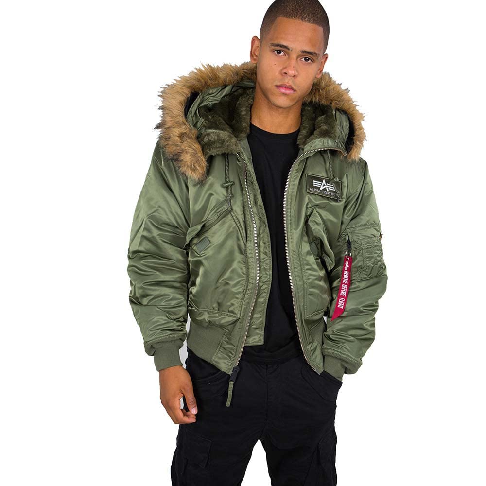 Alpha Industries Chaqueta bomber con capucha 45P para hombre Sage-Green