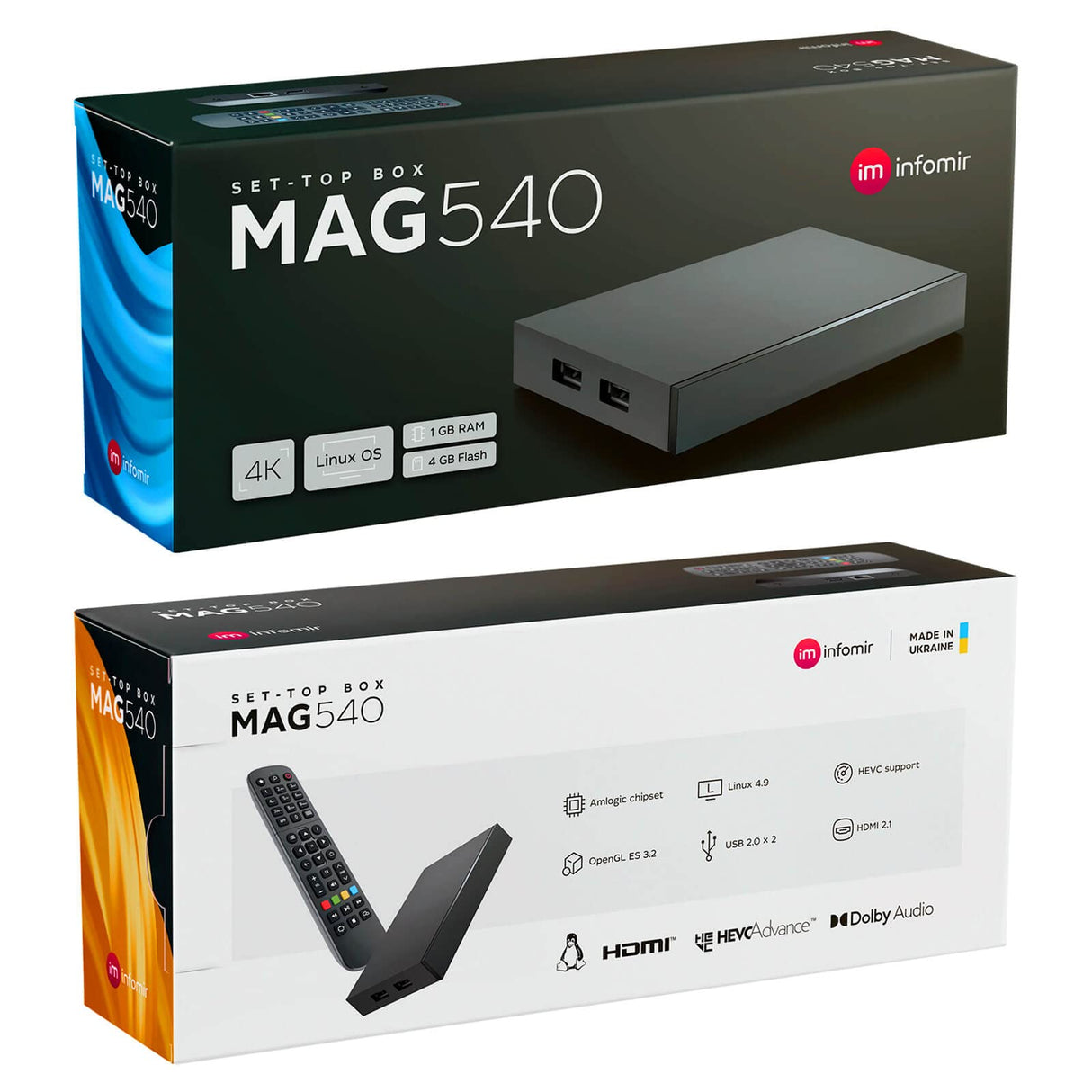 mag 540 Original Infomir & hb-digital Set Top Box 4K Media Player Receptor Internet TV UHD 60FPS 2160p@60 FPS HDMI 2.1 Soporte de 4K y HEVC USB3.0 Arm Cortex-A35 + Cable HDMI