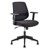 Amazon Basics Silla de oficina ergonómica, silla de escritorio, reposabrazos ajustables, soporte lumbar, agradable en la espalda, silla ejecutiva de malla, fácil montaje, 63,5 x 58,4 x 91,4 cm, Negro
