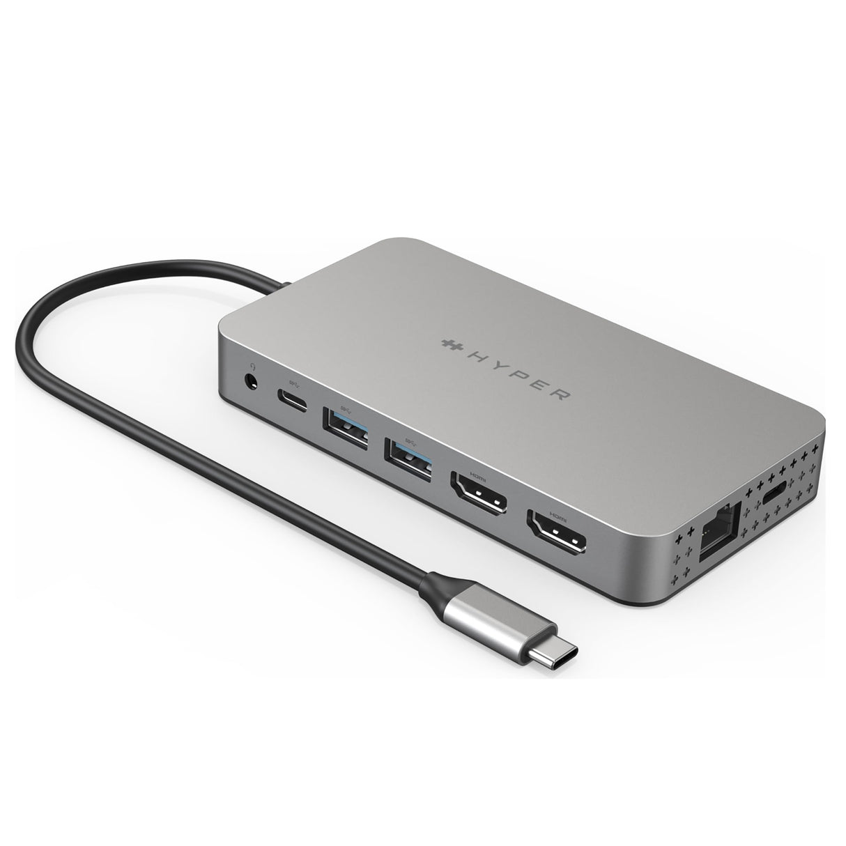 Hyper HDM1H-GL Hub USB-C HyperDrive Dual 4K HDMI 10 en 1 para MacBooks M1/M2 con 10 Puertos Esenciales - Plata