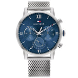 Tommy Hilfiger Reloj Analógico de Cuarzo Multifunción para Hombre con Correa de Malla de Acero Inoxidable Plateada - 1791881