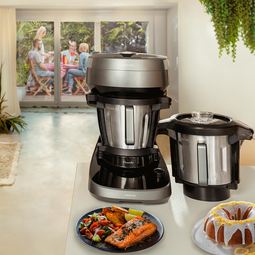 Cecotec Robot de Cocina Multifunción con Dispensador de Alimentos Mambo CooKing Total Gourmet. 2200W, 45 Funciones, Miles de Recetas Guiadas, Jarra Unique de 4,5L y Jarra Victory de 5L, Accesorios