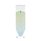 Tabla de planchar Brabantia C, 124x45cm - Soothing Sea | 100% algodón Comercio Justo | Planchas generador vapor | Gran soporte metálico para unidad vapor | Estable, grande | Plegable, altura ajustable