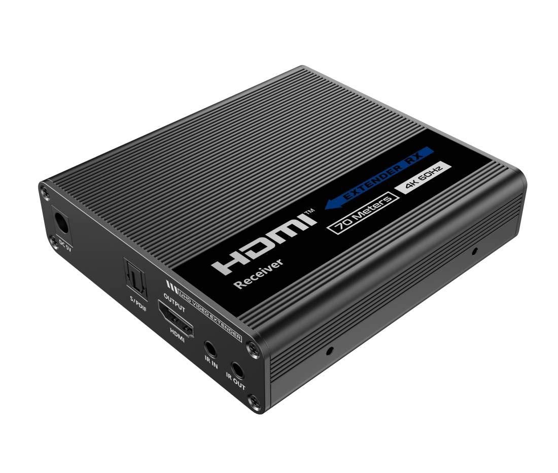 PremiumCord Extensor HDMI 4K a 70 m a través de Cable de Pares Cat6, Cat6A, Cat7, emisor y Receptor de Infrarrojos, HDMI 2.0, ARC, resolución de vídeo Ultra HD 4K @ 60 Hz