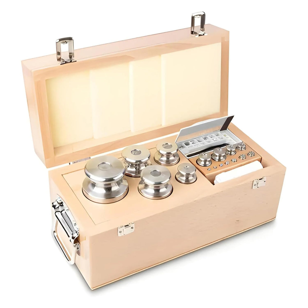 Núcleo – 343 – 08 – M1 Juego de peso, 1 MG – 5 kg Acero Inoxidable, en estuche de madera – 343 – 08