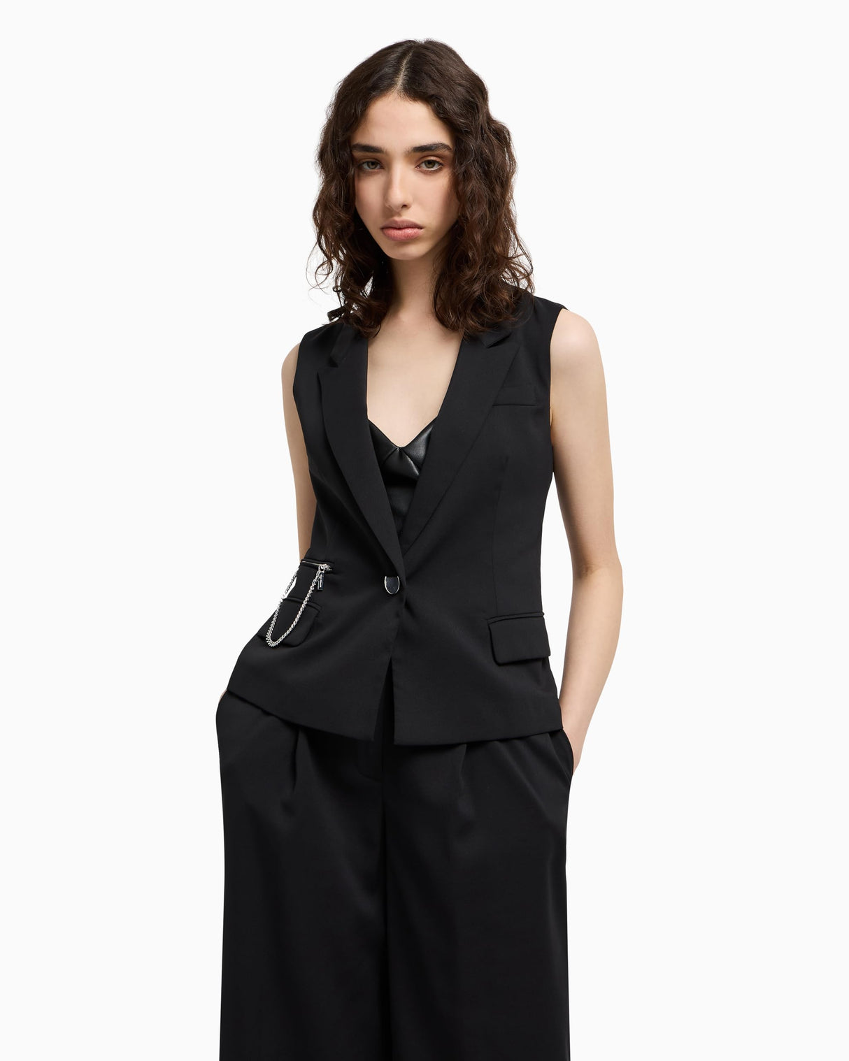 Armani Exchange Edgy Blazer Vest Chaleco, Negro, 42 Mujeres