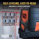 Klein Tools 93LCLS - Nivel láser de línea cruzada con punto de plomada, autonivelante, incluye abrazadera de montaje magnética