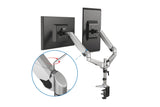 DIGITUS Soporte para monitor - Abrazadera y resorte de gas - 2 monitores - hasta 27 Pulgadas - hasta 2X 8 kg - VESA 75 & 100 - Plata/negro